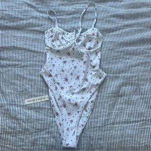BRAND NEW WITH TAGS For Love and Lemons Rosewater One Piece Swimsuit Size L